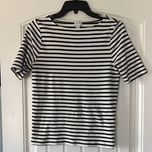J. Crew Black and White Striped Short Sleeve Tee